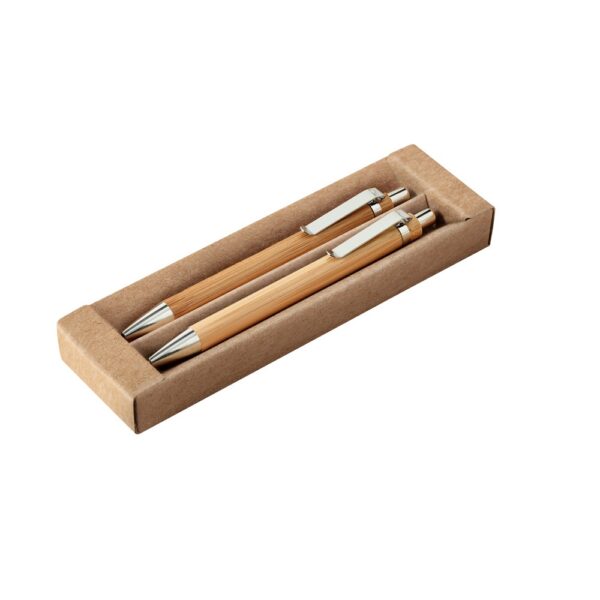 81162_160 GREENY. Ball pen and mechanical pencil set in bamboo