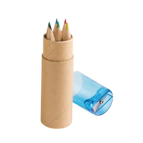 91751_104 ROLS. Pencil box tube with 6 coloured pencils and sharpener