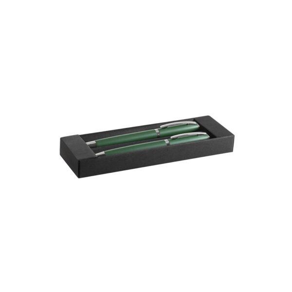 RE-LANDO-SET. Roller and ball pen set with recycled aluminium (100% rAL) body