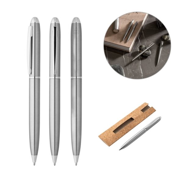 CHRIS. Ballpoint pen with stainless steel body (53% rSS) with clip