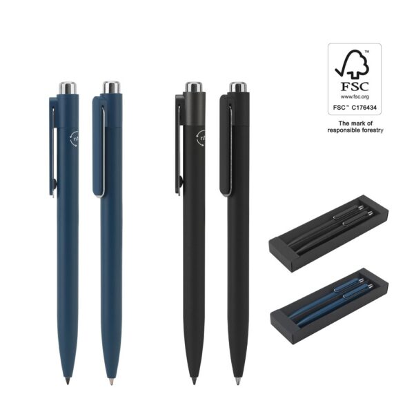 91980_set KYLIE SET. Set consisting of a ballpoint and a inkless pen, both made of aluminium (94% recycled)