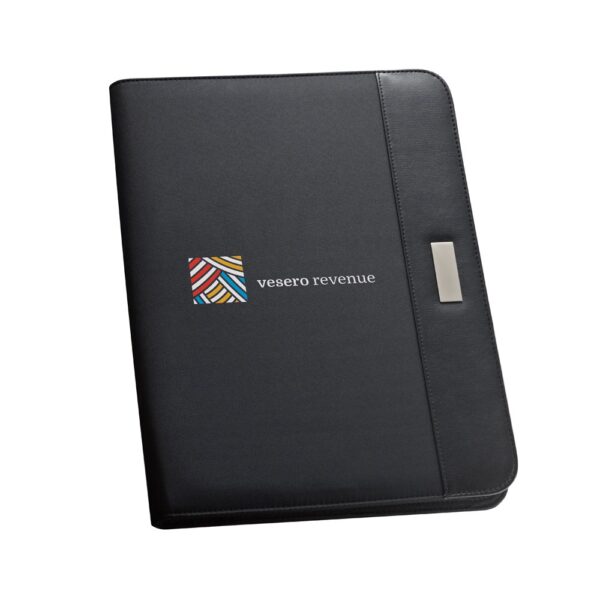 92044_103-logo PASZO. PU and microfibre A4 folder with lined pages