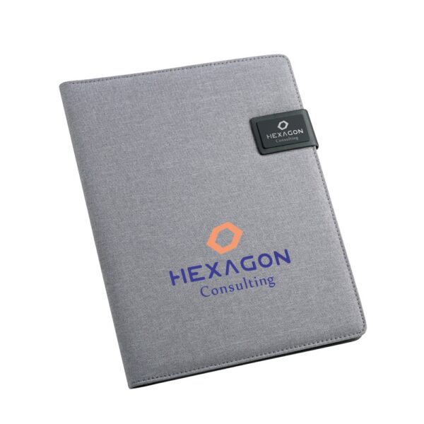 92067_123-logo RIORDAN. A4 folder in imitation linen and PU with lined pages