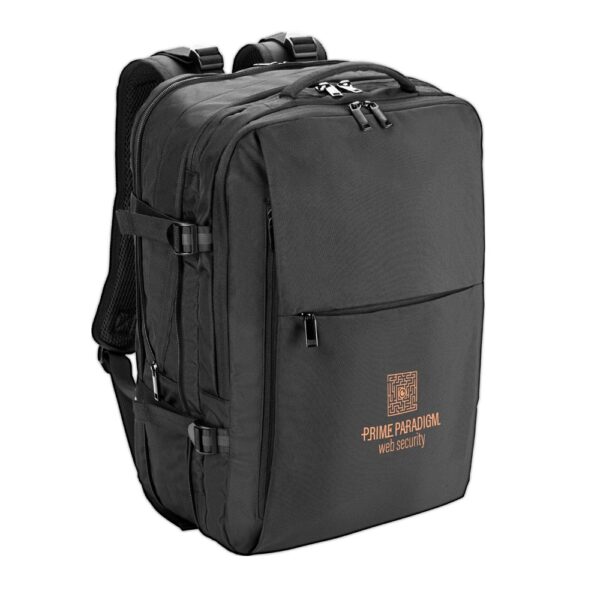 92318_103-logo DALLAS. High-density recycled 600D polyester travel backpack for 17'3" laptop