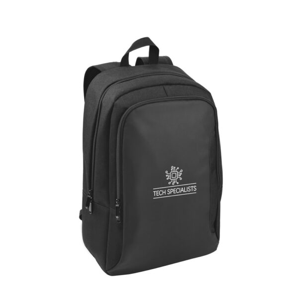 92378_103-logo DRAMMEN. Laptop backpack in high-density 600D recycled polyester