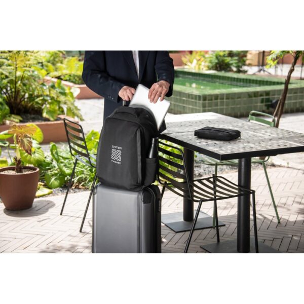 YANGON BPACK. Anti-theft backpack, in twill with water-repellent coating and high-density 600D recycled polyester, for 17'3" laptop