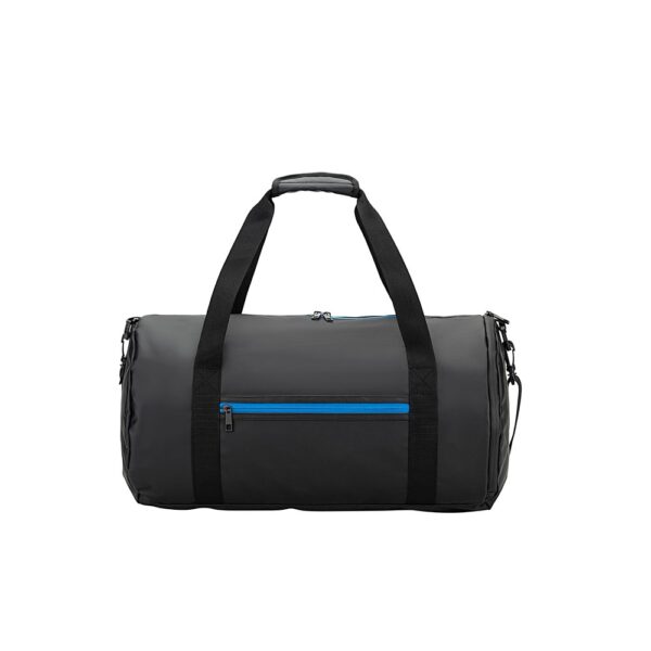 OSASCO SPORT. Cylindrical sports bag in high-density 600D recycled polyester with side compartment for shoes
