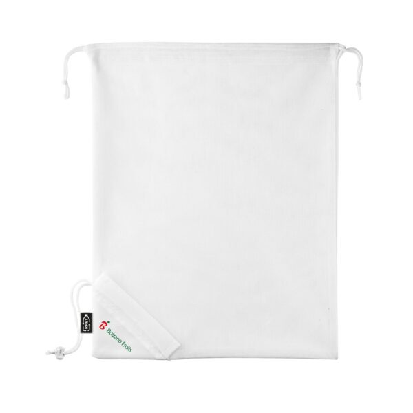 92934_106-logo BOLZANO. Foldable bag made of mesh and 190T recycled polyester (100% rPET)