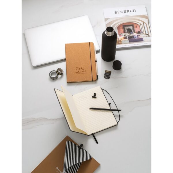 93087_amb MATISSE. A5 notebook with rigid cover in leather (70% recycled) with lined sheets