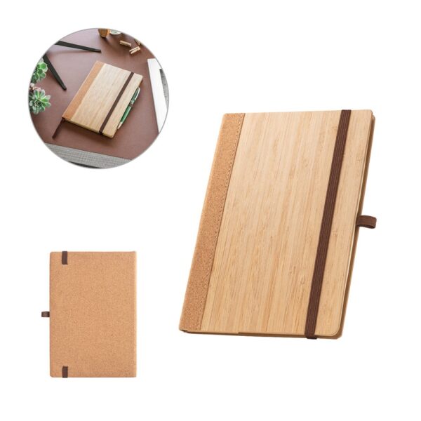 93281_set ORWELL. A5 notebook in bamboo and cork sheets with lined sheets