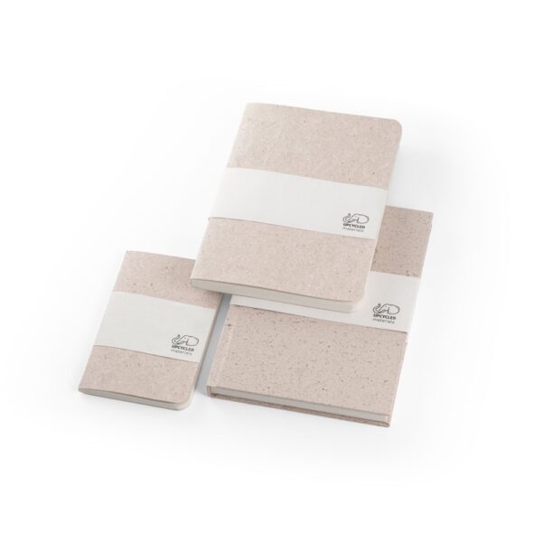 93288_c ORGANIC SEMI-RIGID. A5 notepad with semi-rigid cover made from organic elephant matter (80%)