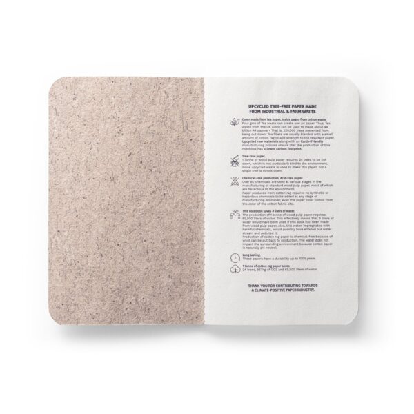 93293_160-c TEAPAD SOFT. A6 notepad with flexible cover made from tea leafs waste (65%)
