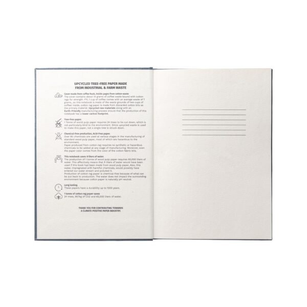 93295_104-c COFFEEPAD RIGID. A5 notepad with hard cover made from coffee husk waste (65%)