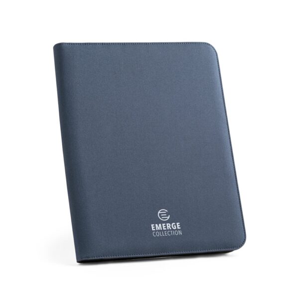 93579_104-logo EMERGE FOLDER. A4 folder in recycled polyester (100% rPET) 300D with zipper
