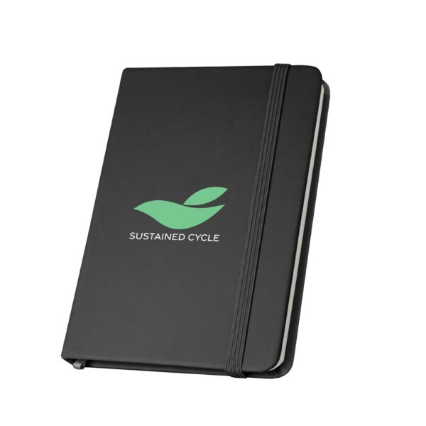 93637_103-logo CAMPUS. A5 hardcover notebook in PU (35% recycled) with lined pages 100% recycled