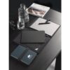 93654_amb SANDERSON. A5 notepad in PU (50% recycled) with two blocks: lined pages and plain pages