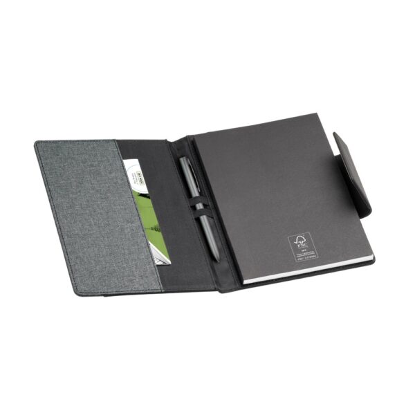 RUSSEL. PU and polyester fabric cover with A5 notebook with plain pages