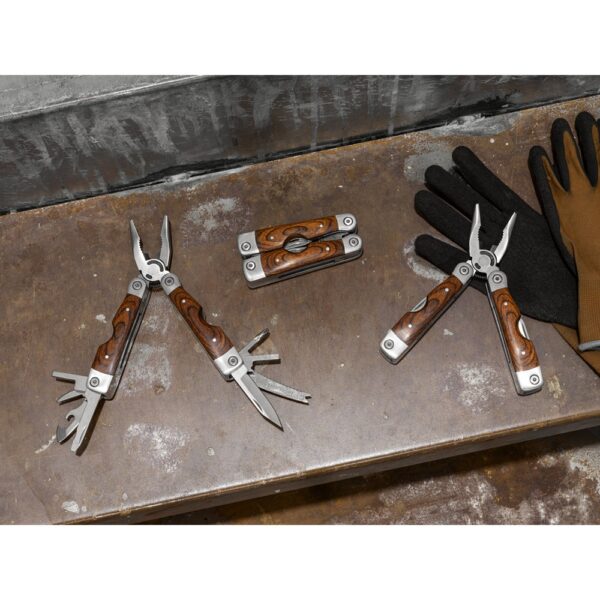 MAGNUM. Folding pliers with multi-function tools in stainless steel and wood