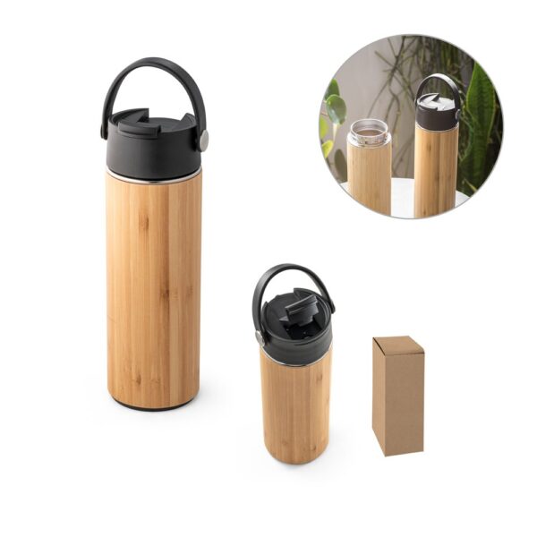 94257_set LAVER. Thermos bottle in bamboo, stainless steel and PP 440 mL