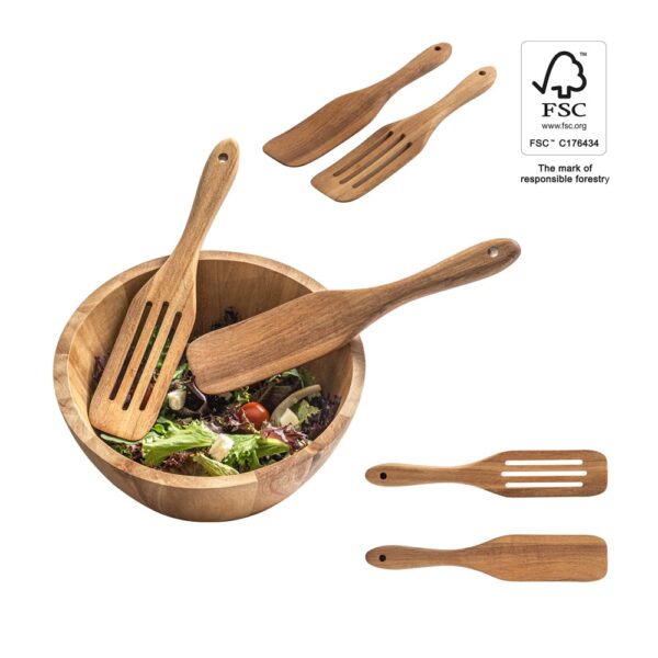 BATALI. Set of two cutlery sets in acacia wood