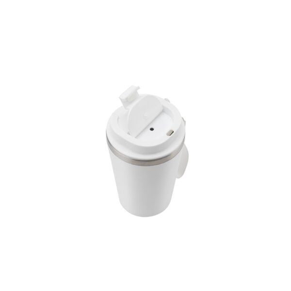 SPITZ. Stainless steel travel mug (90% recycled) with PP outer wall and matte finish 440 mL