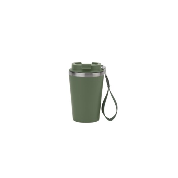 SPITZ. Stainless steel travel mug (90% recycled) with PP outer wall and matte finish 440 mL