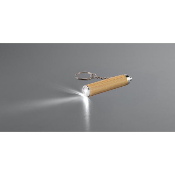 95108_160-c RACHEL. Bamboo and ABS key ring with LED torch