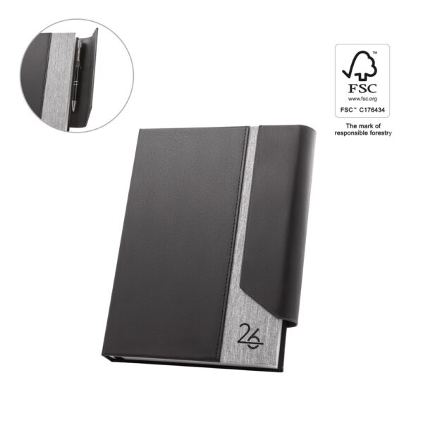 AUSTEN A5. A5 diary in PU (58% recycled) and polyester reciclado (100% rPET) 300D
