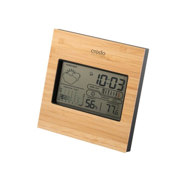 97099_103-logo BROMLEY. Desktop weather station with LCD screen in ABS and bamboo