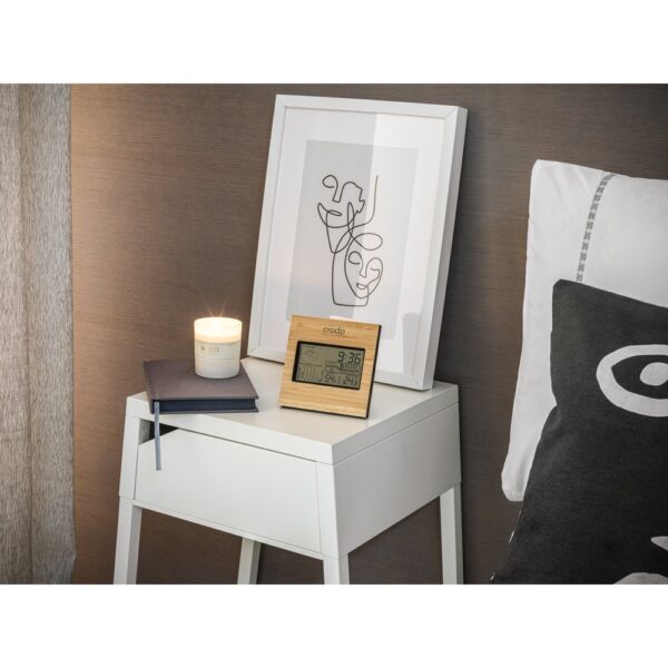 97099_amb BROMLEY. Desktop weather station with LCD screen in ABS and bamboo