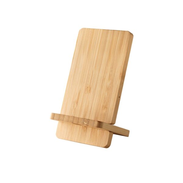 LANGE. Smartphone holder with 15W super-fast wireless charger in bamboo