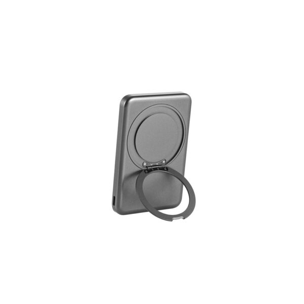 97142_133-f WARSHEL 5. 5'000 mAh magnetic power bank with 15W superfast wireless charger in recycled ABS (100% rABS) with stand