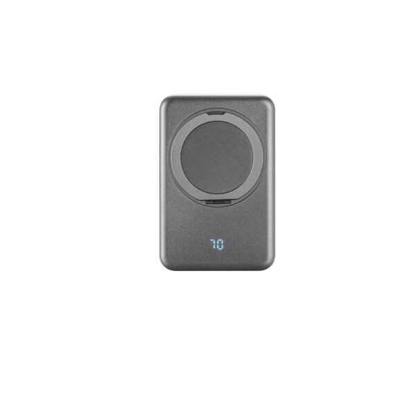 97143_133-b WARSHEL 10. 10'000 mAh magnetic power bank with 15W superfast wireless charger in recycled ABS (100% rABS) with stand