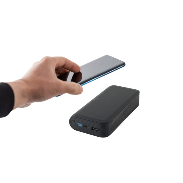 BECKER 20. 20.000 mAh power bank in recycled ABS (100% rABS) with 15W superfast wireless charger