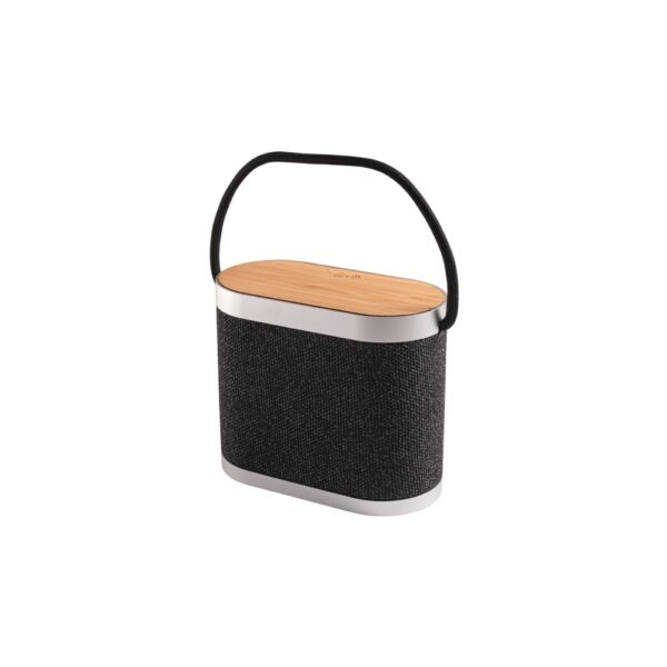 97183_133 GUETTA. 5W portable speaker with super-fast 15W wireless charger and 2h battery life made of bamboo and recycled PET (100% rPET)