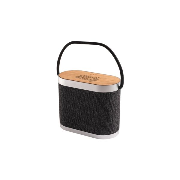97183_133-logo GUETTA. 5W portable speaker with super-fast 15W wireless charger and 2h battery life made of bamboo and recycled PET (100% rPET)