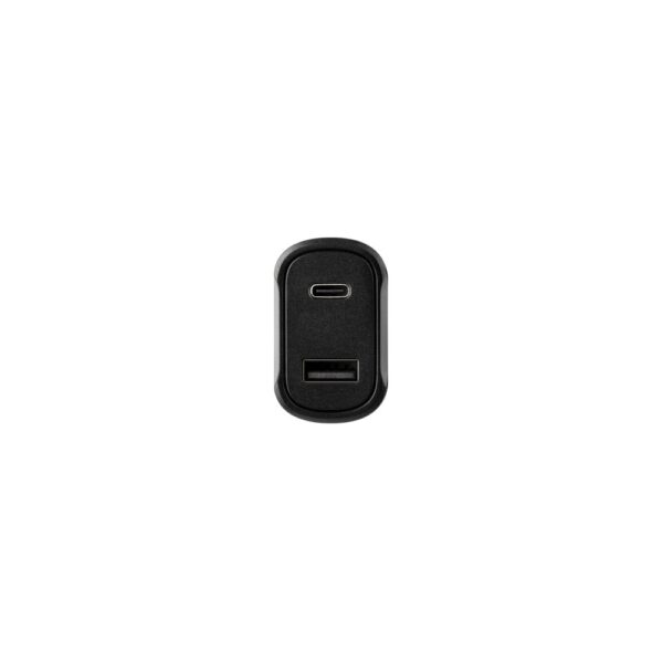 97189_103-b DIRAC. Cigarette lighter adapter with USB-A port 18W and USB-C 20W in recycled ABS (100% rABS)