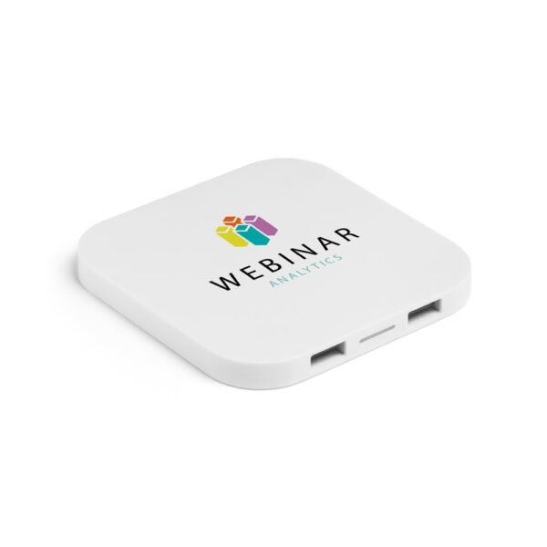 97903_106-logo CAROLINE. Superfast 15W wireless charger with HUB 2 USB-A ports in recycled ABS (60% rABS)