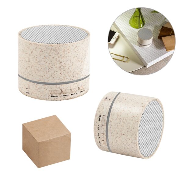 RE-LINEU. 3W portable speaker with 4h30m battery life in straw fibre and recycled ABS (100% rABS)