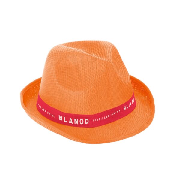 MANOLO POLI. Hat in PP with white polyester ribbon
